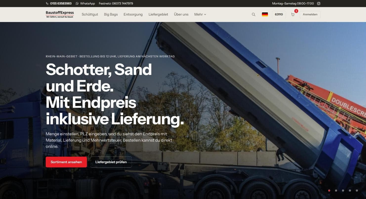 Startseite von BaustoffExpress